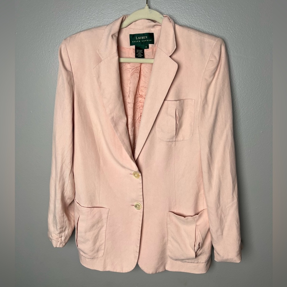Lauren Ralph Lauren 100% Silk‎ Pink Blazer Jacket- 8